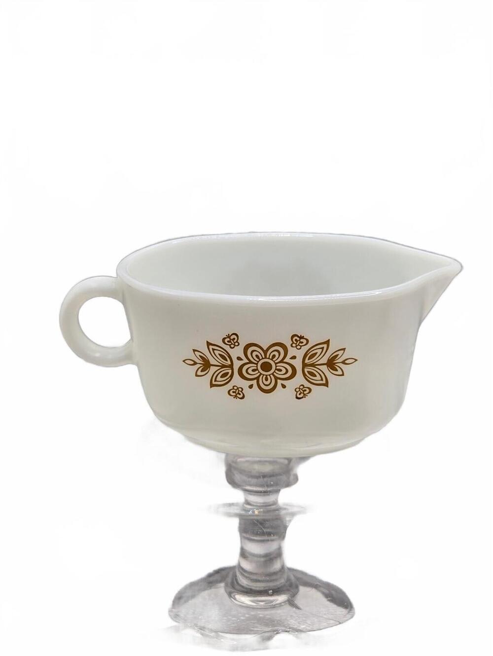 Vintage Golden butterfly gold Pyrex corningware Milk Glass gravy boat